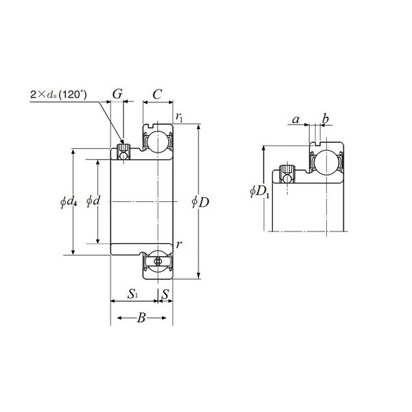 Ntn Round Bore Light Duty Ball Insert Bearing, 31.75 mm Dia Bore, 72 mm OD, 34 mm W, 25700 N Load ASS207-104N - main